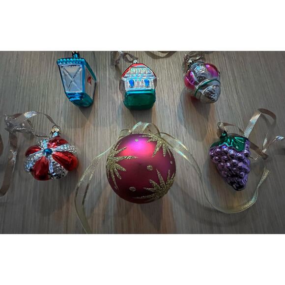 6 Vintage Hand Blown Glass Random Ornaments House Grape Light Etc - Picture 4 of 7